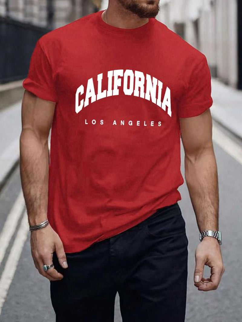 Men'S Letter Print round Neck Graphic Tee, Summer Clothes, Casual Fashion Short Sleeve T-Shirt for Summer, Stylish Crewneck Short Sleeve Tshirt, Men'S Streetwear, Men'S Top for Daily Wear, Summer Tees, Breathable Menswear